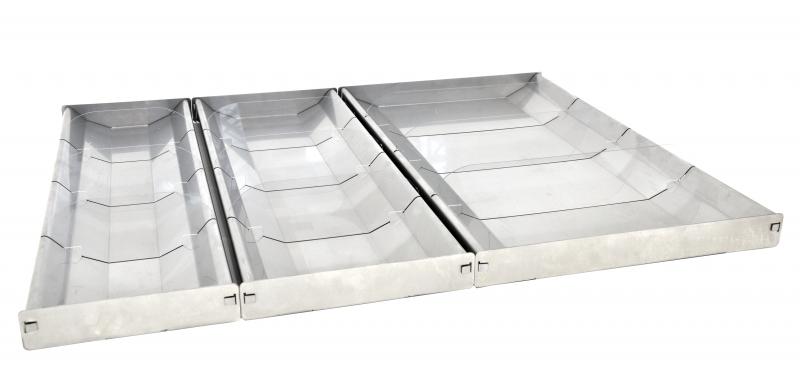 28.5� x 6.75� x 2� Reversible Stainless Steel Tray with Clear Dividers